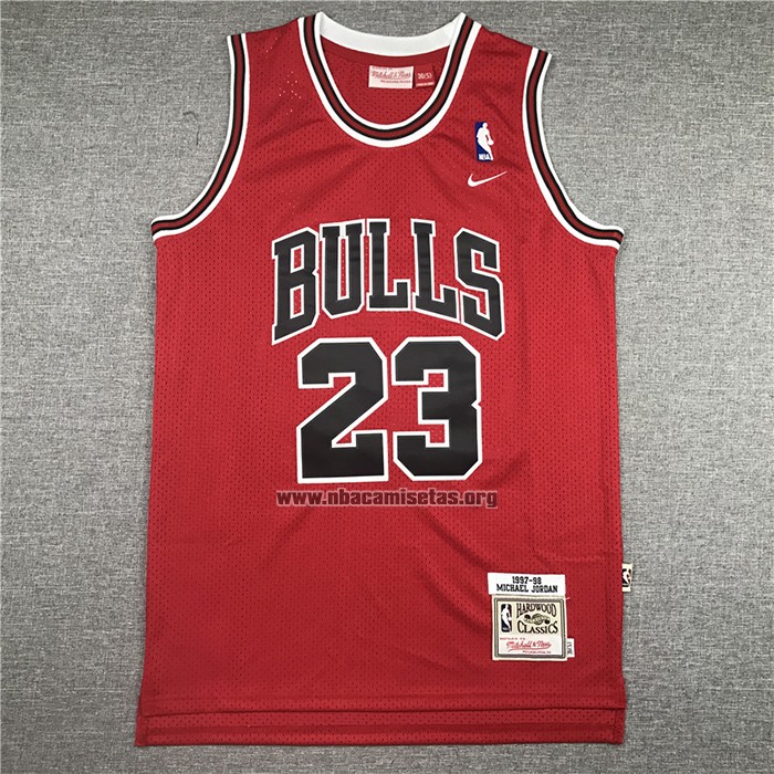 Camiseta Chicago Bulls Michael Jordan NO 23 Hardwood Classics Throwback 1997-1998 Rojo